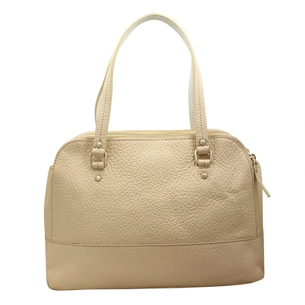 Kate Spade New York Pebbled Leather‎ Satchel Handbag Beige Convertible Strap